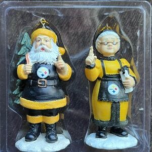 Steelers Santa and Mrs Claus ornaments